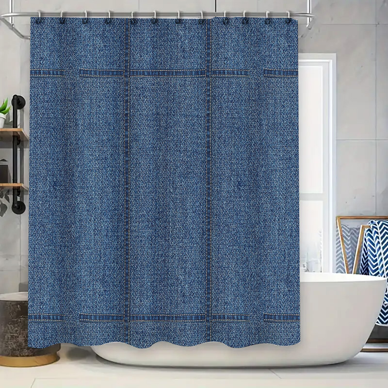 Shower Curtain Liner - Modern Farmhouse Shower Curtain Waterproof Blue