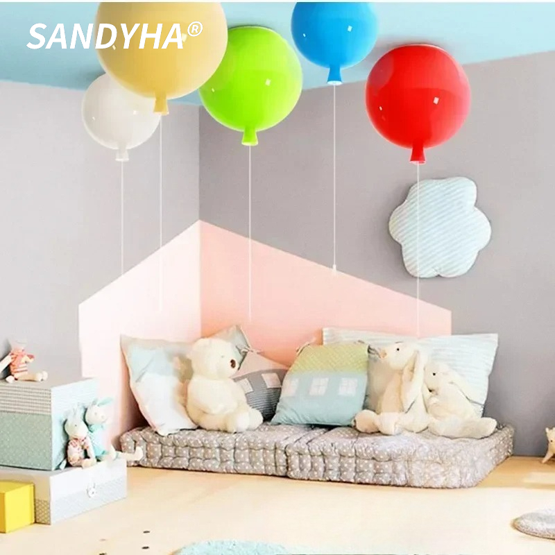 Home Bathroom Colors - SANDYHA Colorful Balloon LED Chandelier Modern