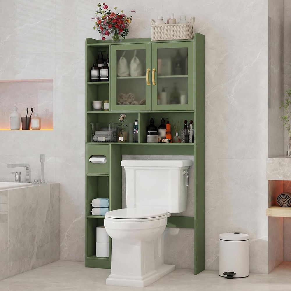 Home In Bathroom - Space-Saving Acrylic Over-the-Toilet Storage Cabinet for