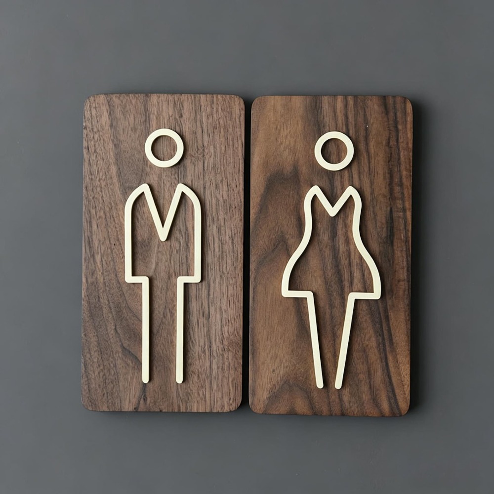 Brass Restroom Door Sign, Gold - Home Bathroom Door Signs review and price