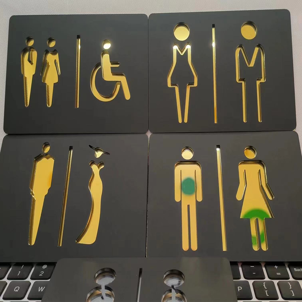 Matte Black Gold Toilet Sign P - Home Bathroom Door Signs review and price