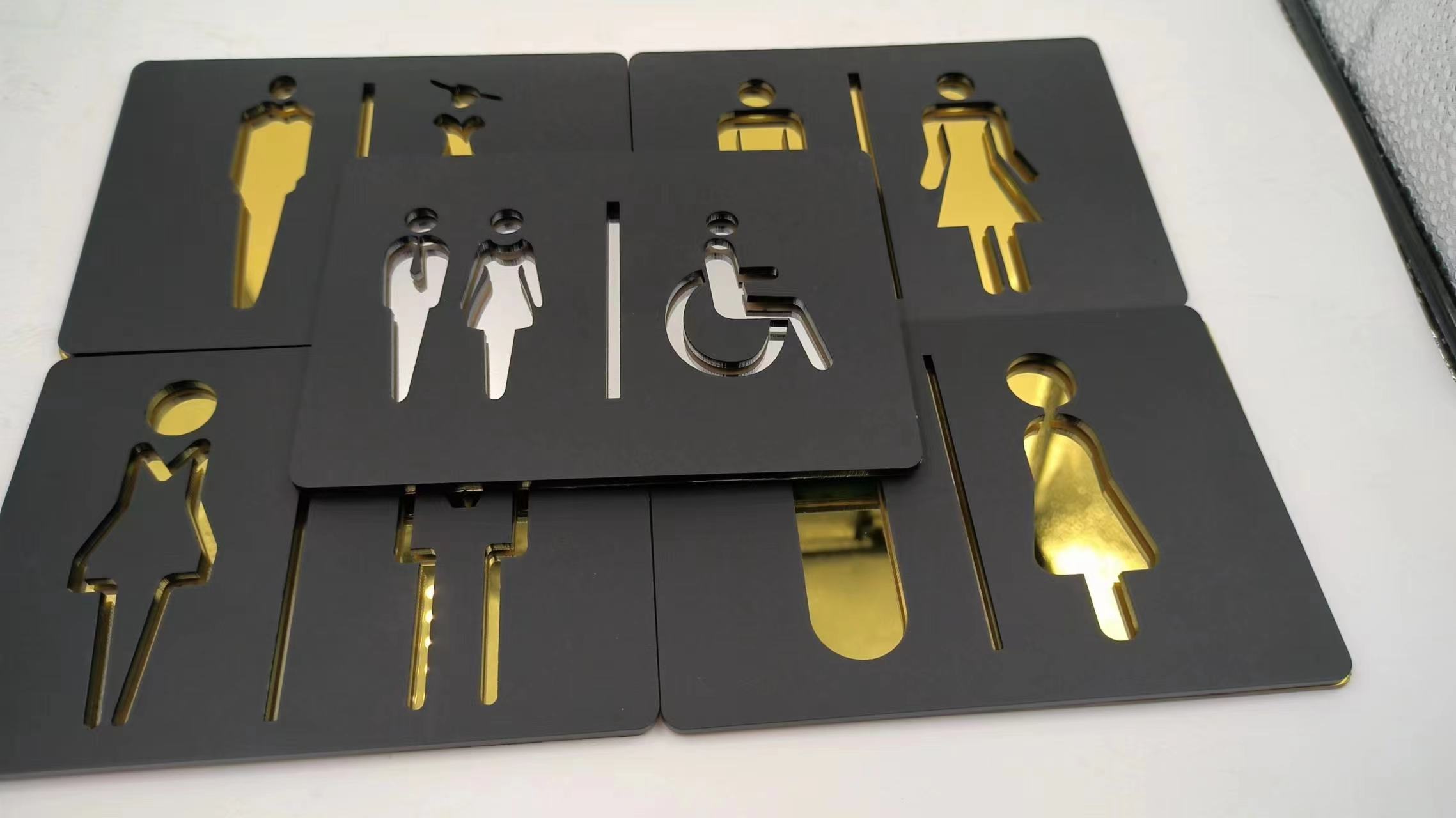 Matte Black Gold Toilet Sign P - Home Bathroom Door Signs review and price