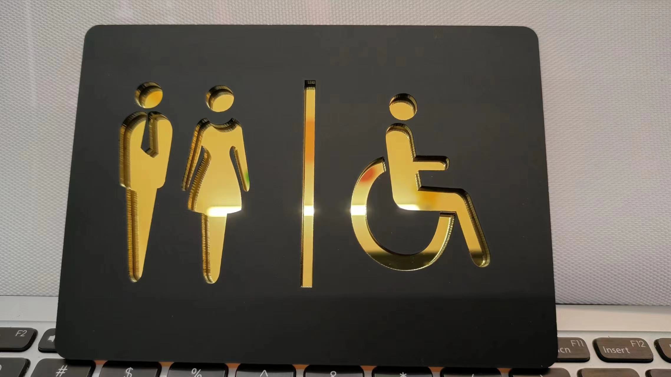 Matte Black Gold Toilet Sign P - Home Bathroom Door Signs review and price