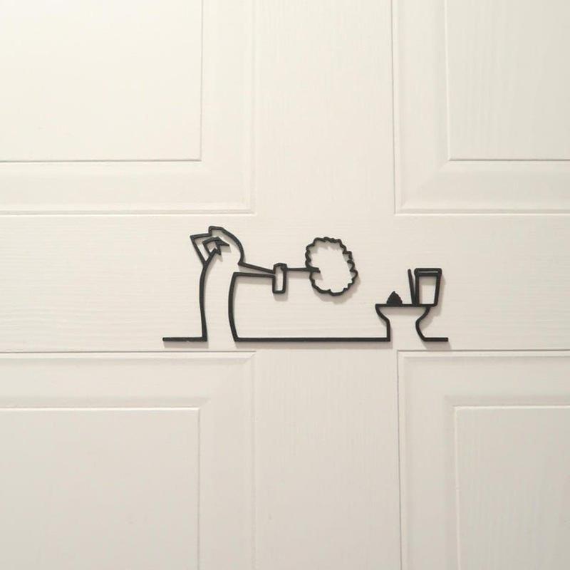 New Minimalist Line Metal Bath - Home Bathroom Door Signs review and price