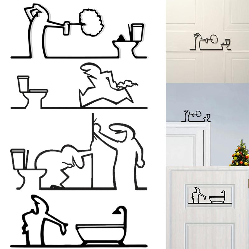 New Minimalist Line Metal Bath - Home Bathroom Door Signs review and price