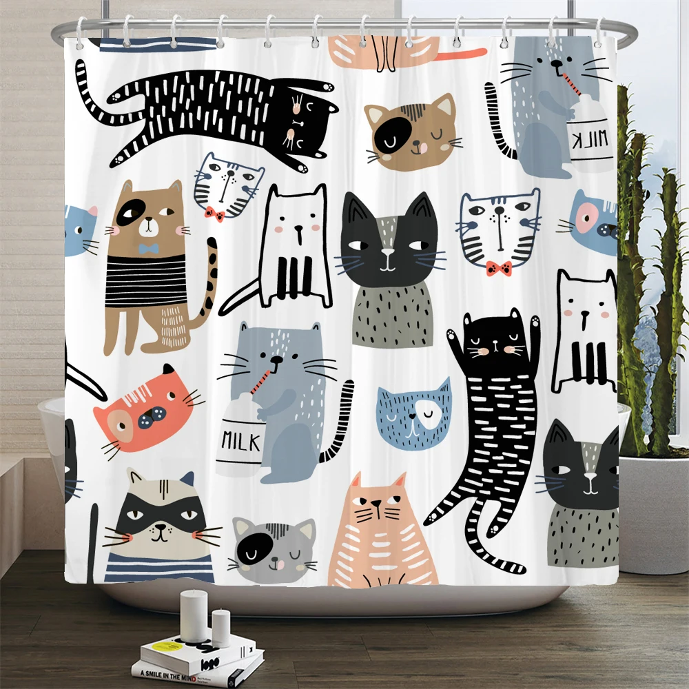 Cat Printed Shower Curtain Car - Shower Curtain Liner review and price