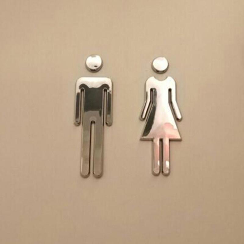 3D Acrylic Mirror Toilet Door  - Home Bathroom Door Signs review and price