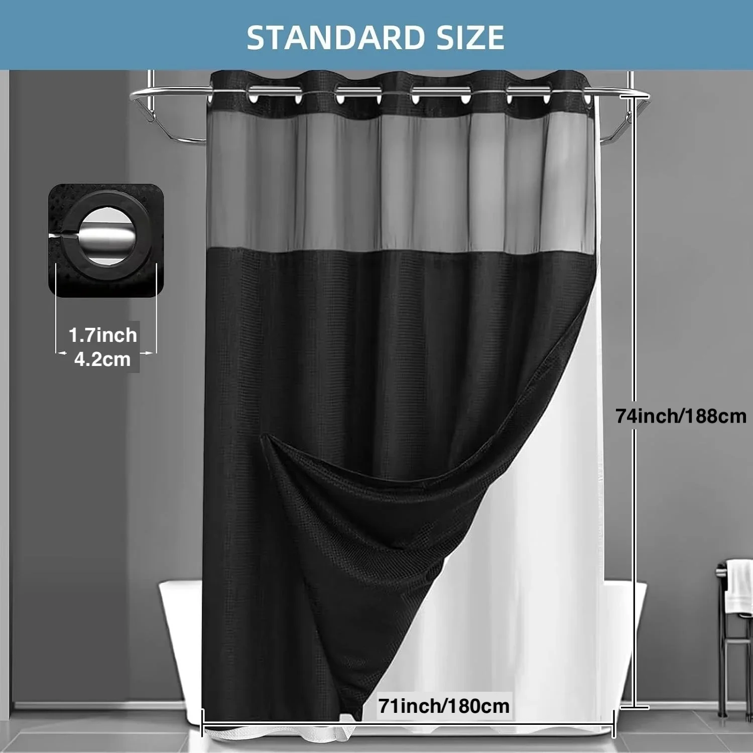 1PC Dotted Waffle Weave Shower - Shower Curtain Liner review and price