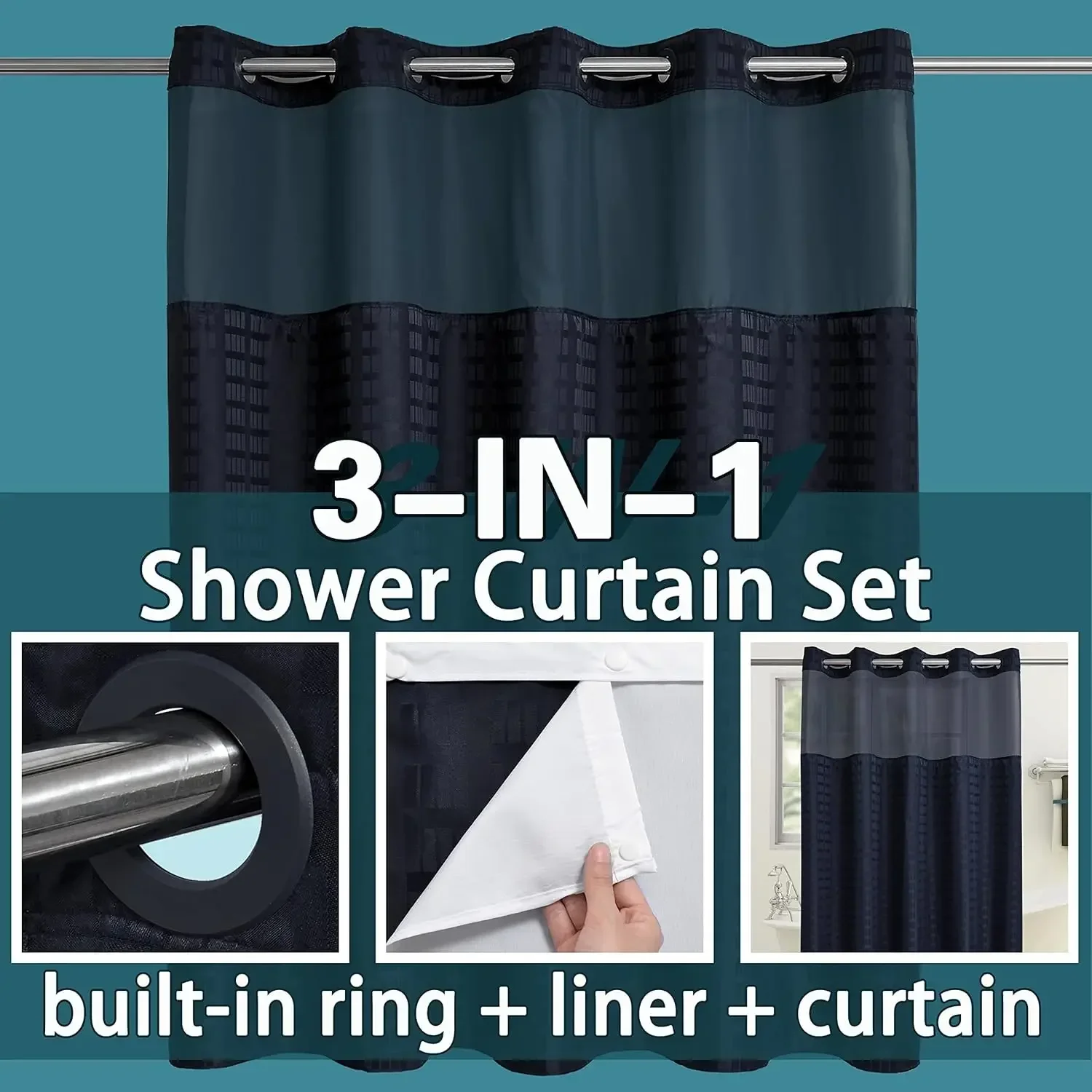 1PC Dotted Waffle Weave Shower - Shower Curtain Liner review and price
