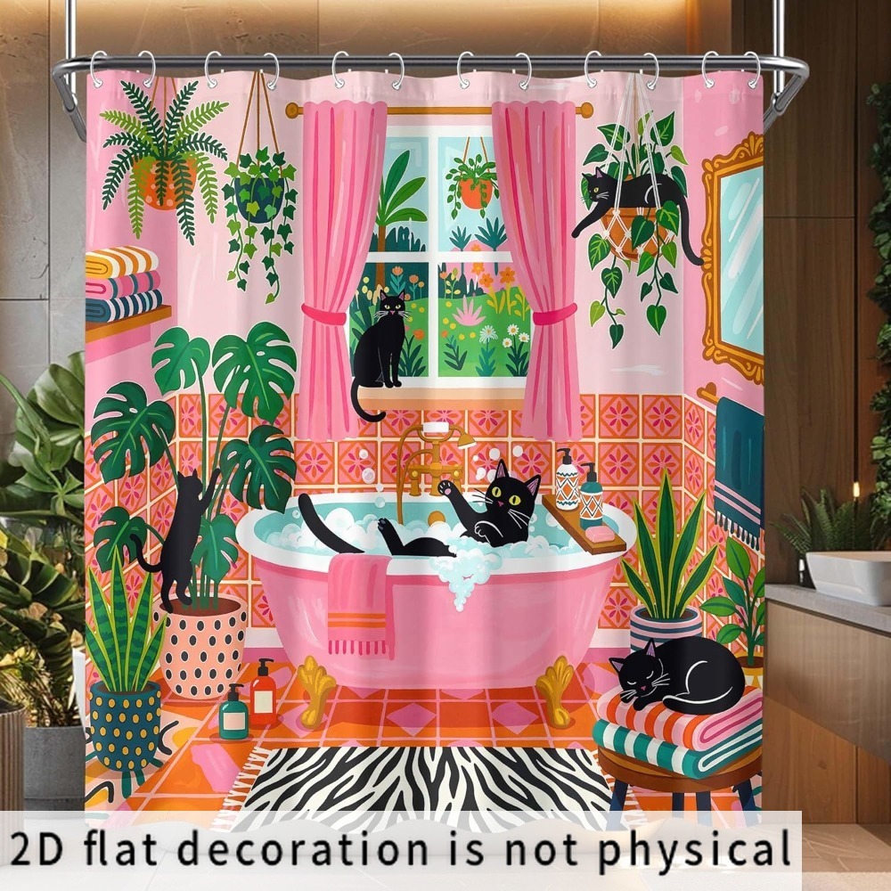 Whimsical Cat and Plant Patter - Shower Curtain Liner review and price