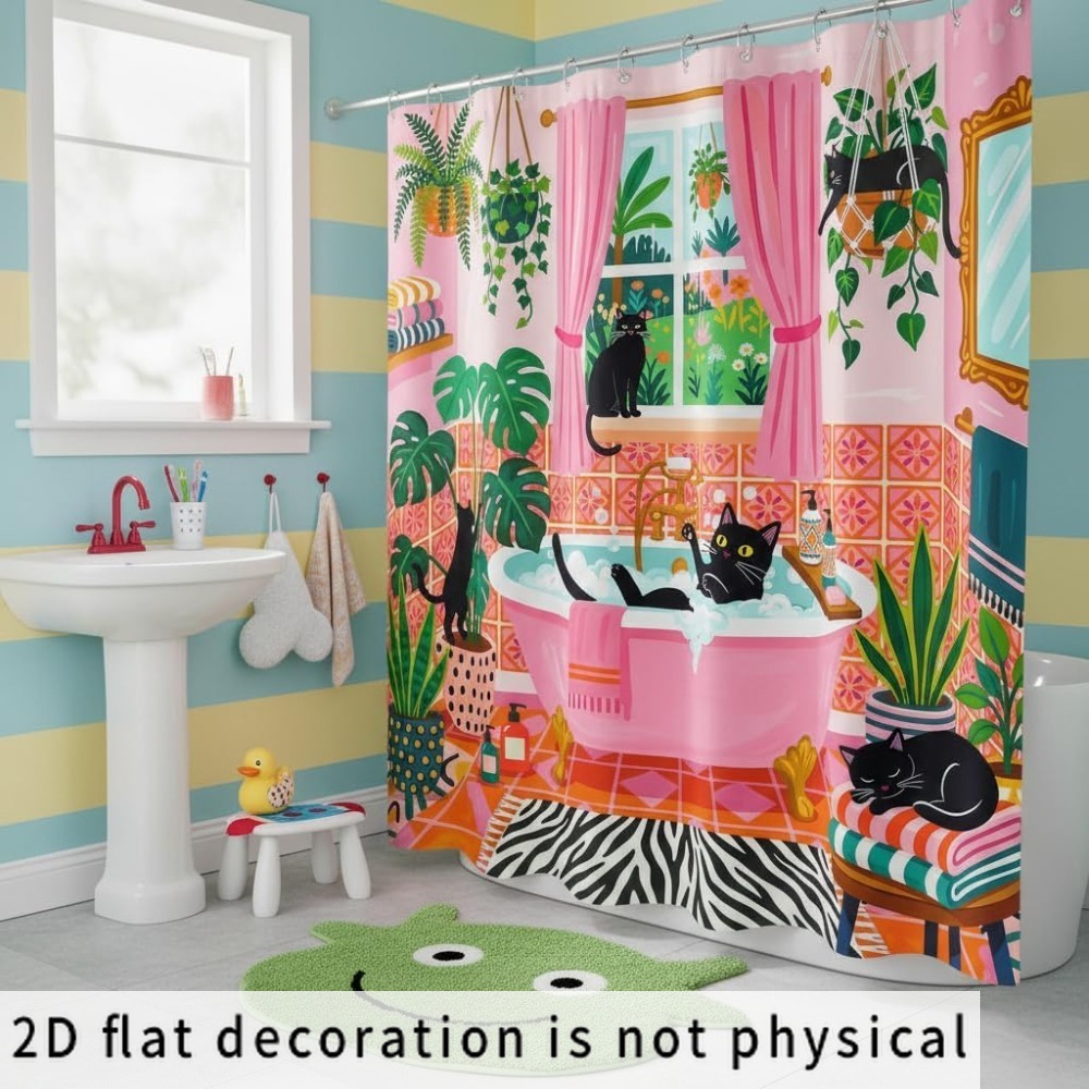 Whimsical Cat and Plant Patter - Shower Curtain Liner review and price