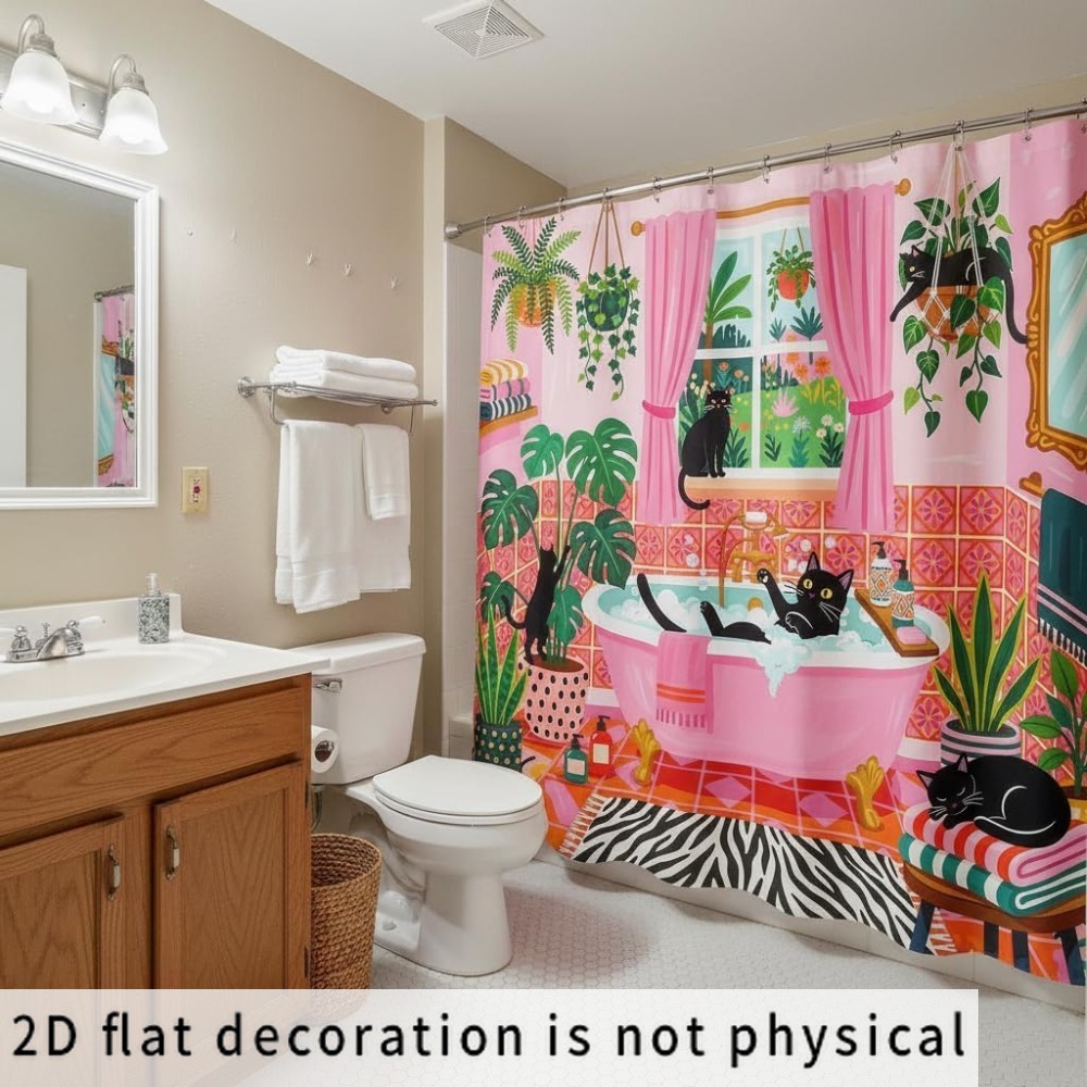 Whimsical Cat and Plant Patter - Shower Curtain Liner review and price