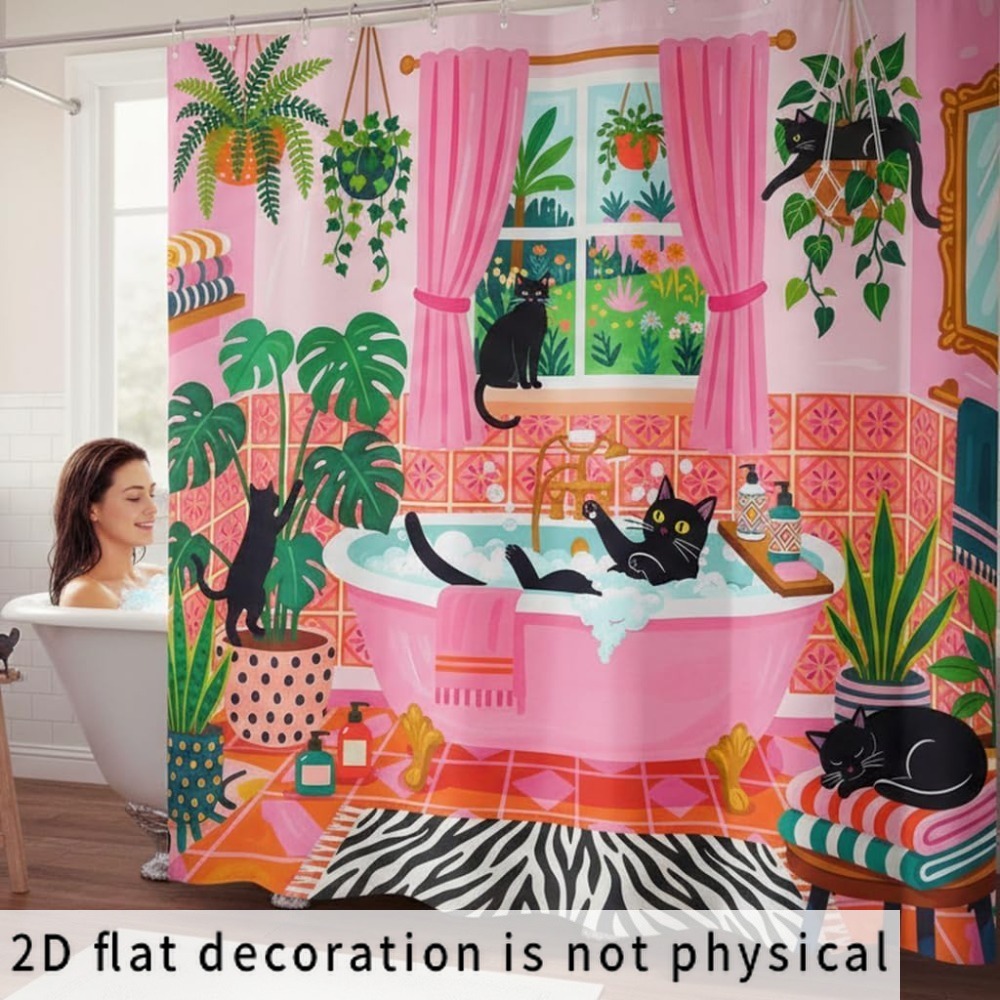 Whimsical Cat and Plant Patter - Shower Curtain Liner review and price