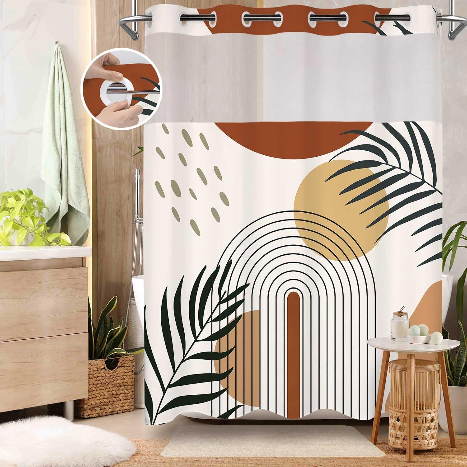No Hook Shower Curtain with Sn - Shower Curtain Liner review and price