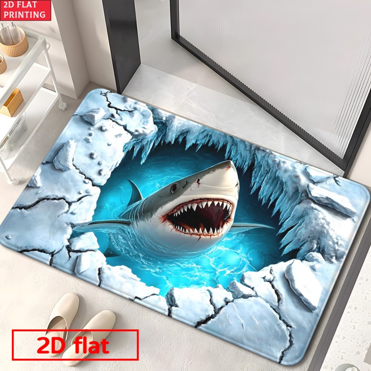 3D Shark Breaking Ice Flannel  - Home Bathroom Break review and price