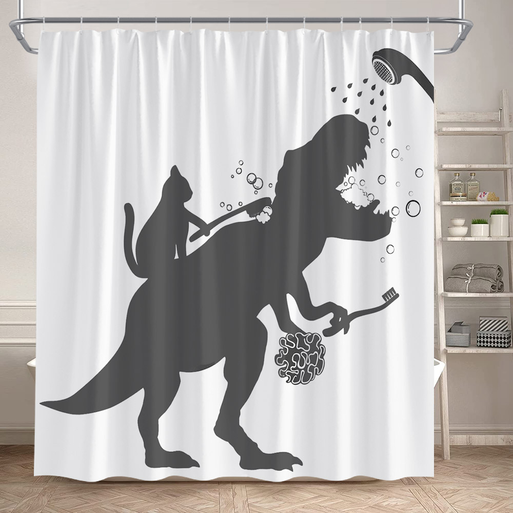 Funny Bathing Dinosaur Shower  - Shower Curtain Liner review and price