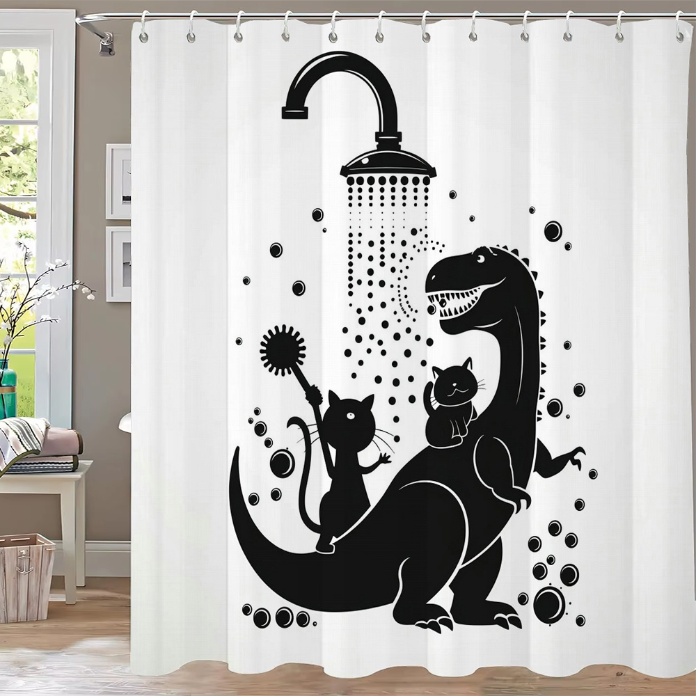 Funny Bathing Dinosaur Shower  - Shower Curtain Liner review and price