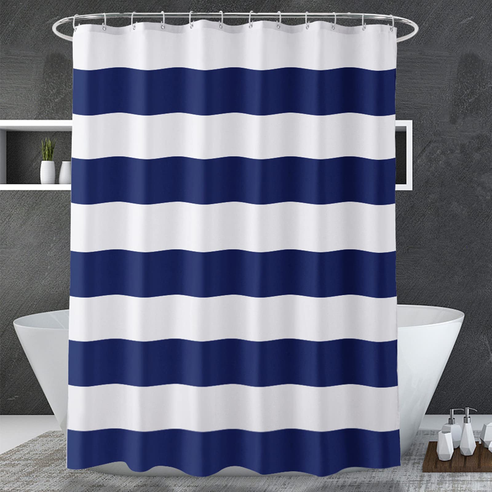 Navy Blue Shower Curtain Strip - Shower Curtain Liner review and price