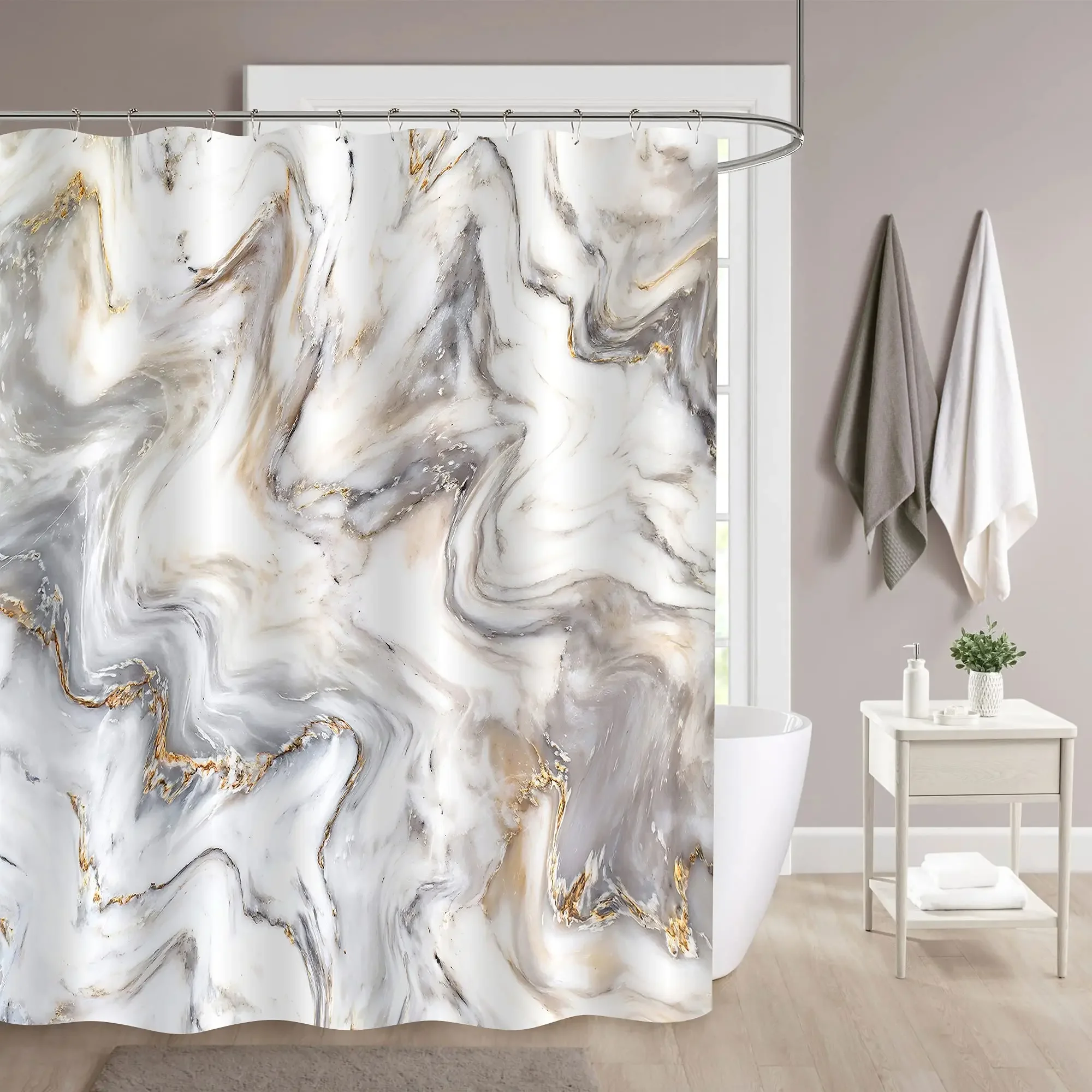Grey Gold Marble Ink Texture S - Shower Curtain Liner review and price