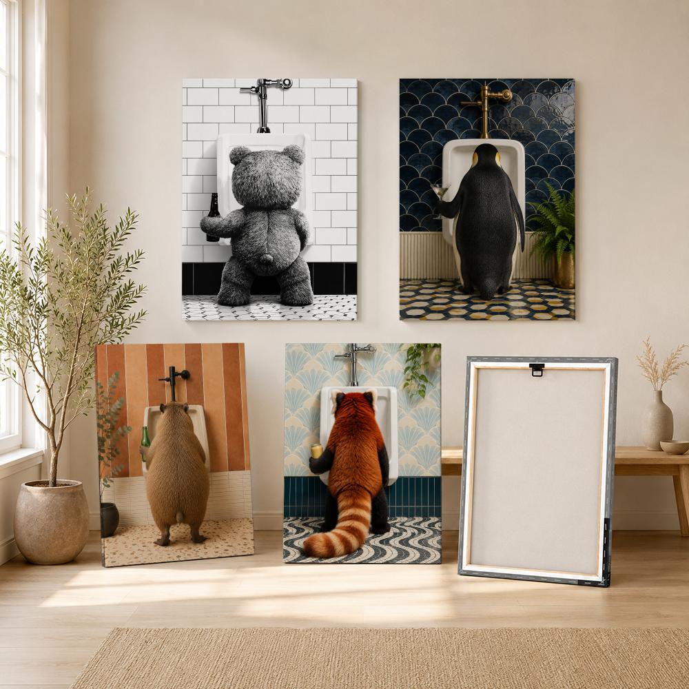 Teddy Bear with Beer in Bathro - Home Bathroom Wall Decor review and price