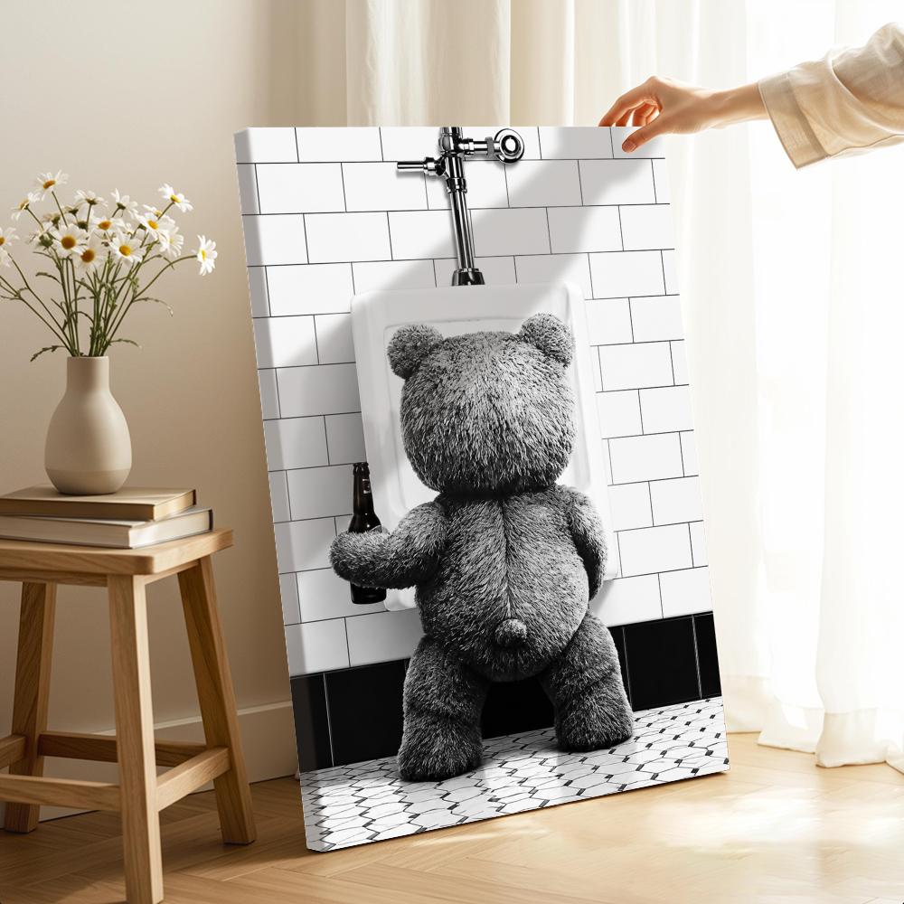 Teddy Bear with Beer in Bathro - Home Bathroom Wall Decor review and price
