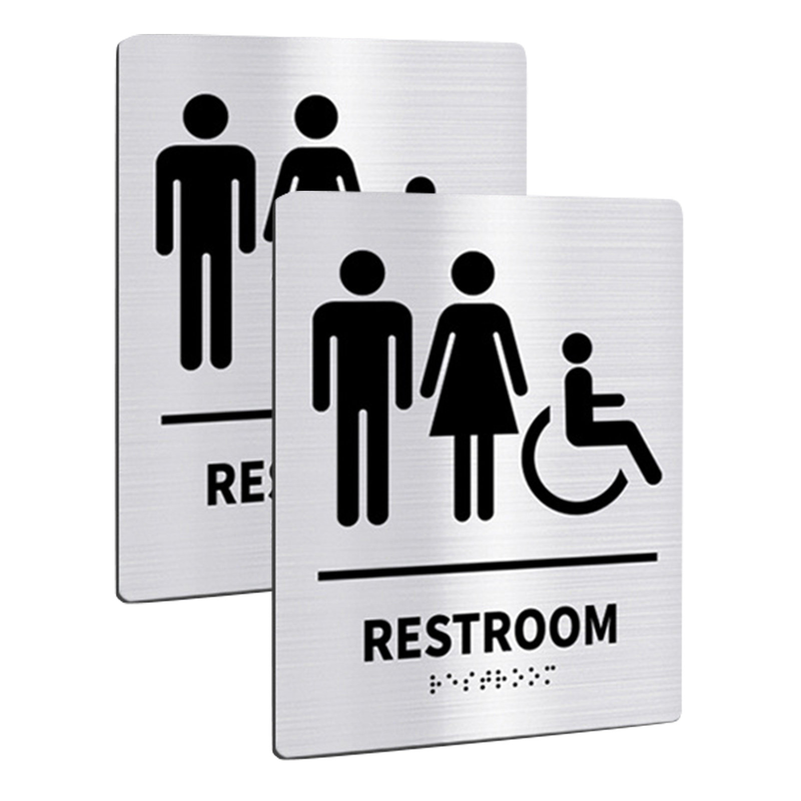2Pcs Restroom Sign Stainless S - Home Bathroom Door Signs review and price