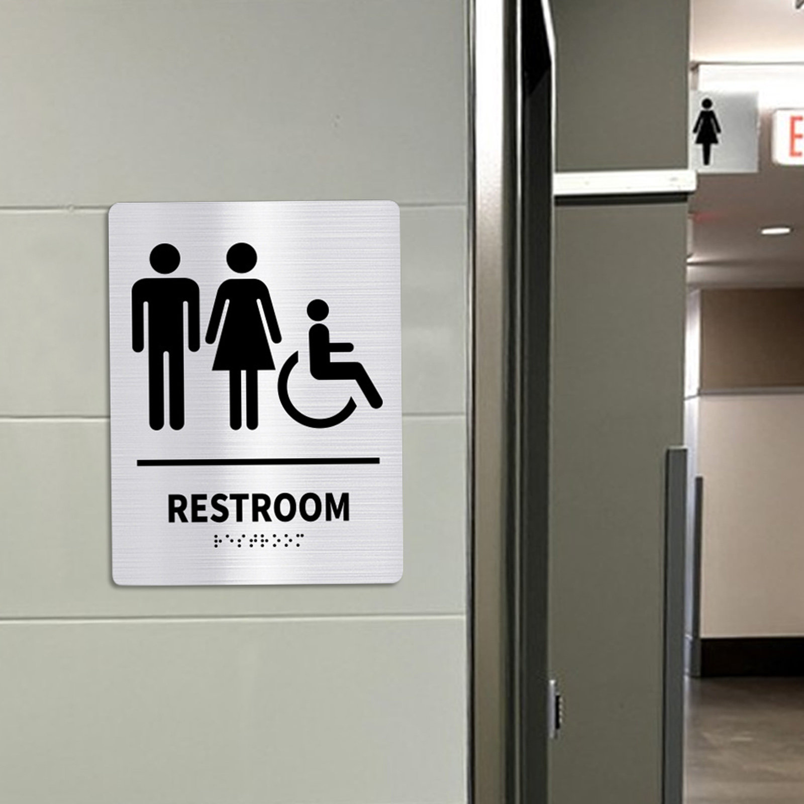 2Pcs Restroom Sign Stainless S - Home Bathroom Door Signs review and price