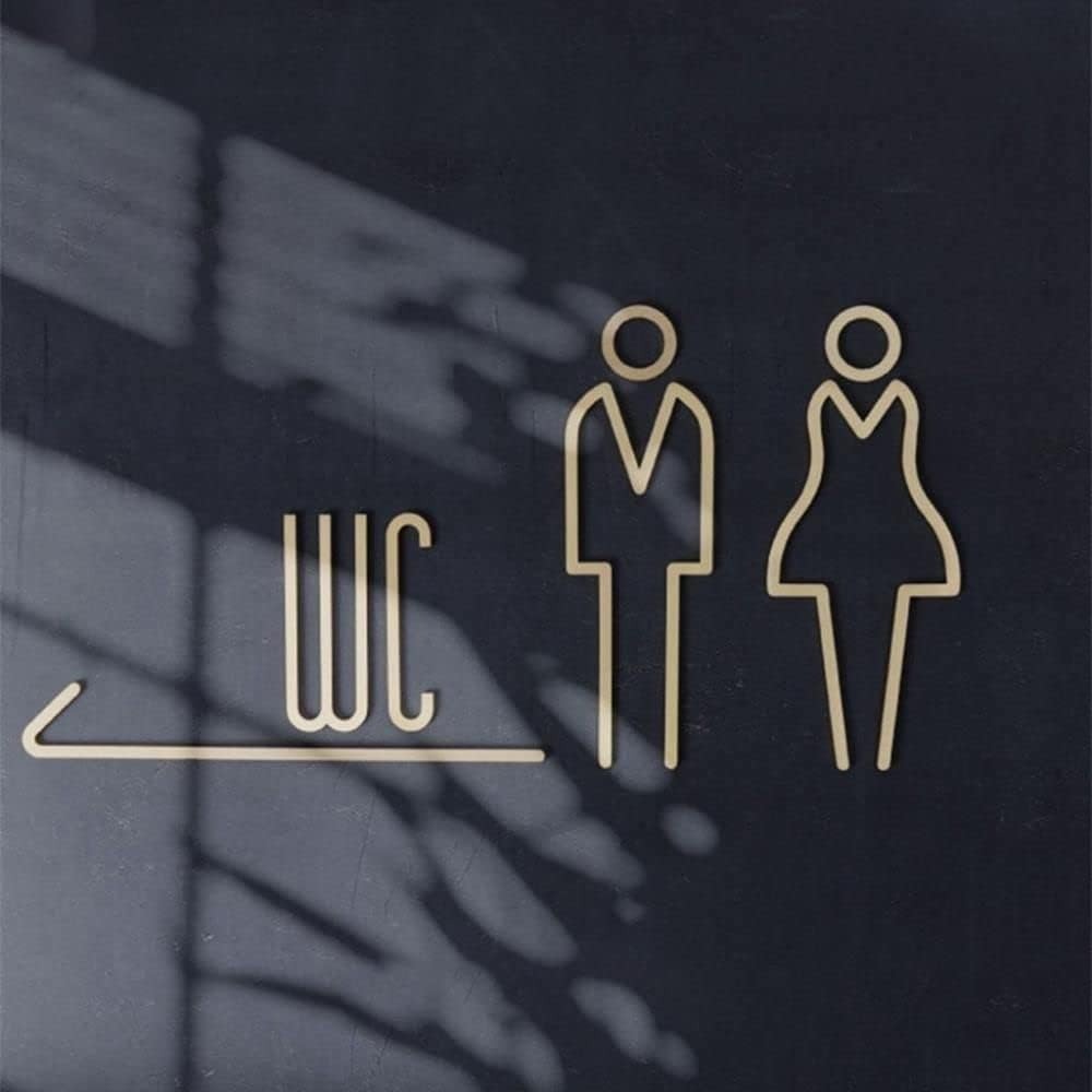 Self Adhesive Brass WC Sign Re - Home Bathroom Door Signs review and price