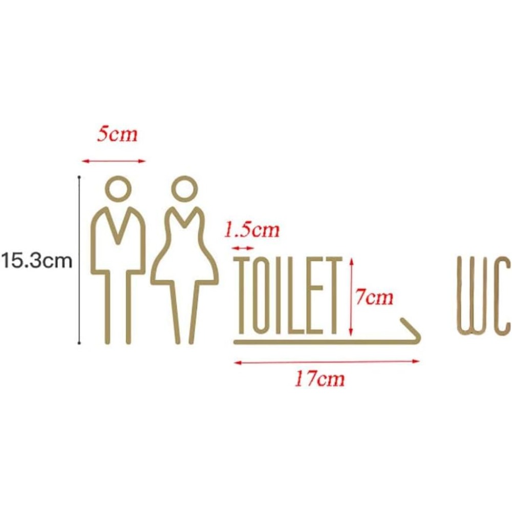 Self Adhesive Brass WC Sign Re - Home Bathroom Door Signs review and price