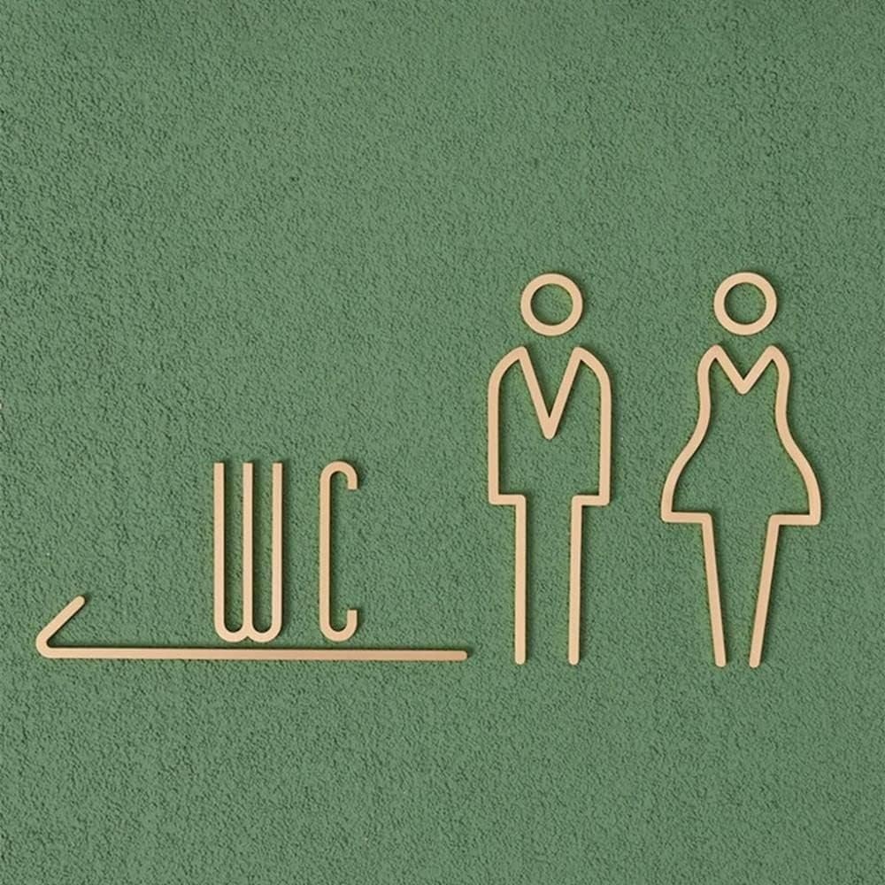 Self Adhesive Brass WC Sign Re - Home Bathroom Door Signs review and price