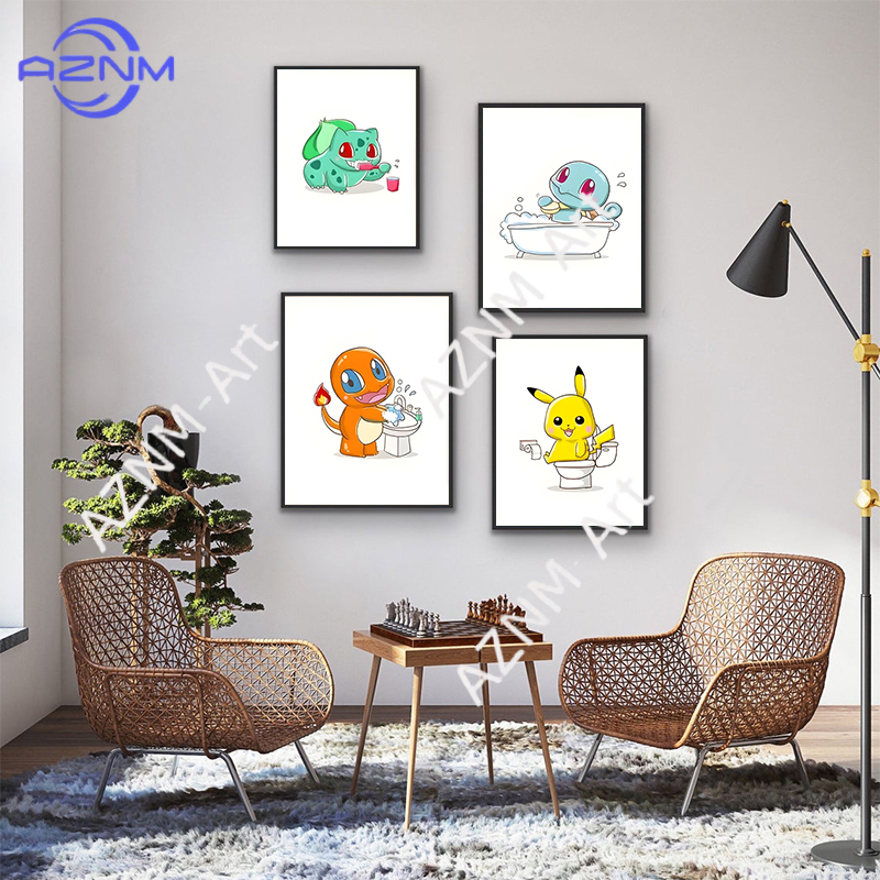 Pokemon Cartoon Funny Canvas P - Home Bathroom Wall Decor review and price