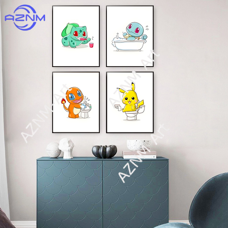 Pokemon Cartoon Funny Canvas P - Home Bathroom Wall Decor review and price