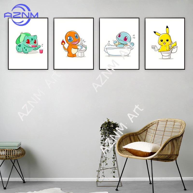 Pokemon Cartoon Funny Canvas P - Home Bathroom Wall Decor review and price